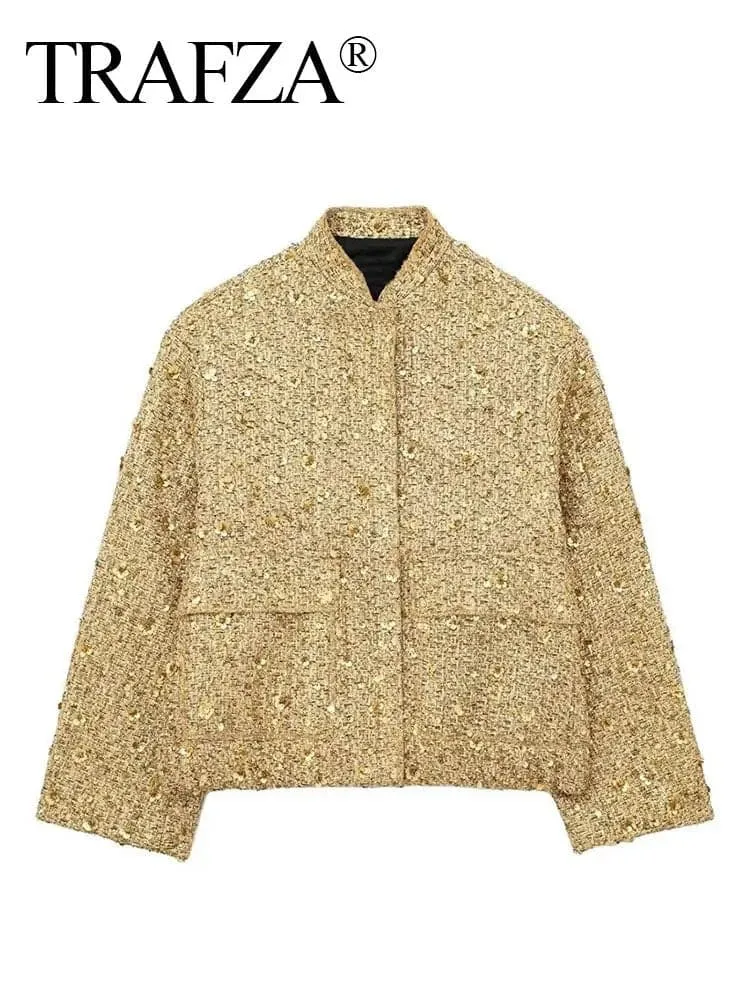 Vintage Sequin Coat - Sparkling Sequin Embellished Jacket for Women | Elegant Streetwear Style