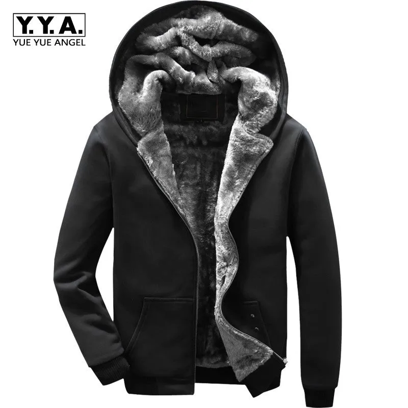 Winter Mens Hoodie with Thick Fleece Lining