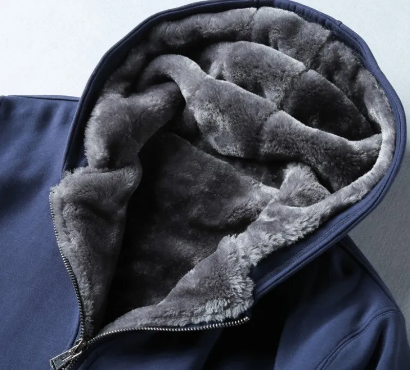 Winter Mens Hoodie with Thick Fleece Lining