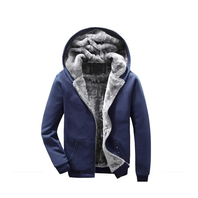 Winter Mens Hoodie with Thick Fleece Lining