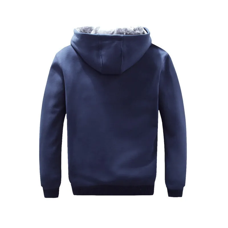 Winter Mens Hoodie with Thick Fleece Lining