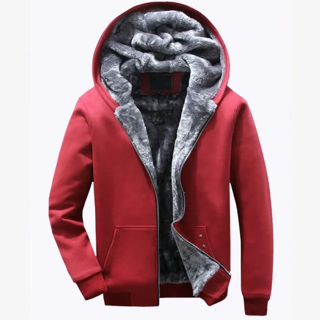 Winter Mens Hoodie with Thick Fleece Lining