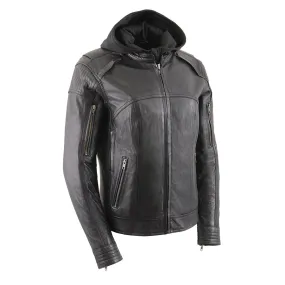 Women’s Black Vented Racer Jacket w/ Removable Full Hoodie Liner