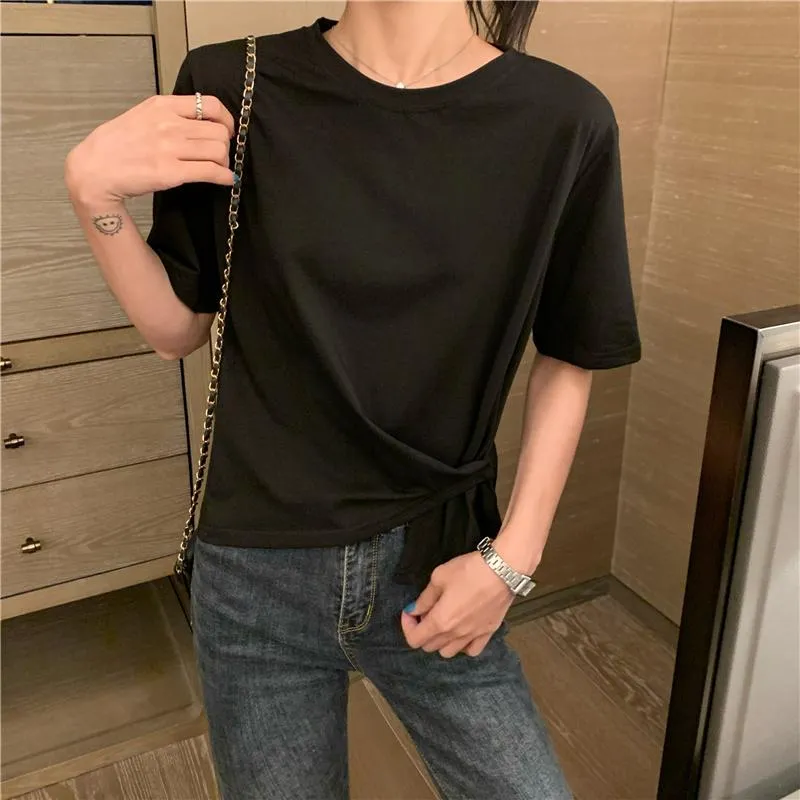 Women's Casual Round Collar Irregular T-shirt