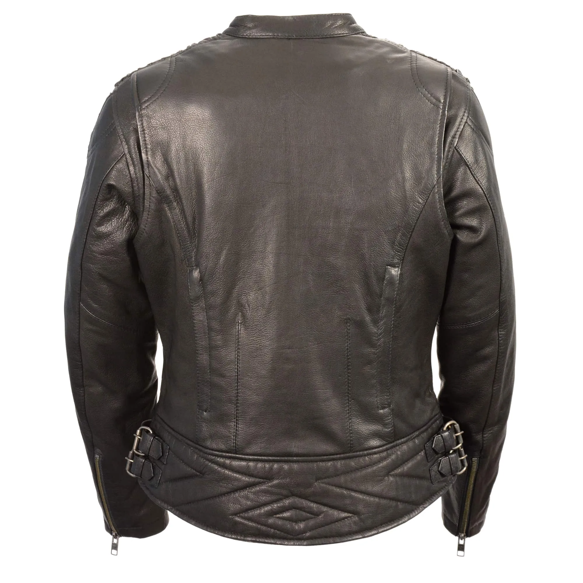 Women’s Lightweight Black Racer Jacket w/ Crinkled Arm Detailing