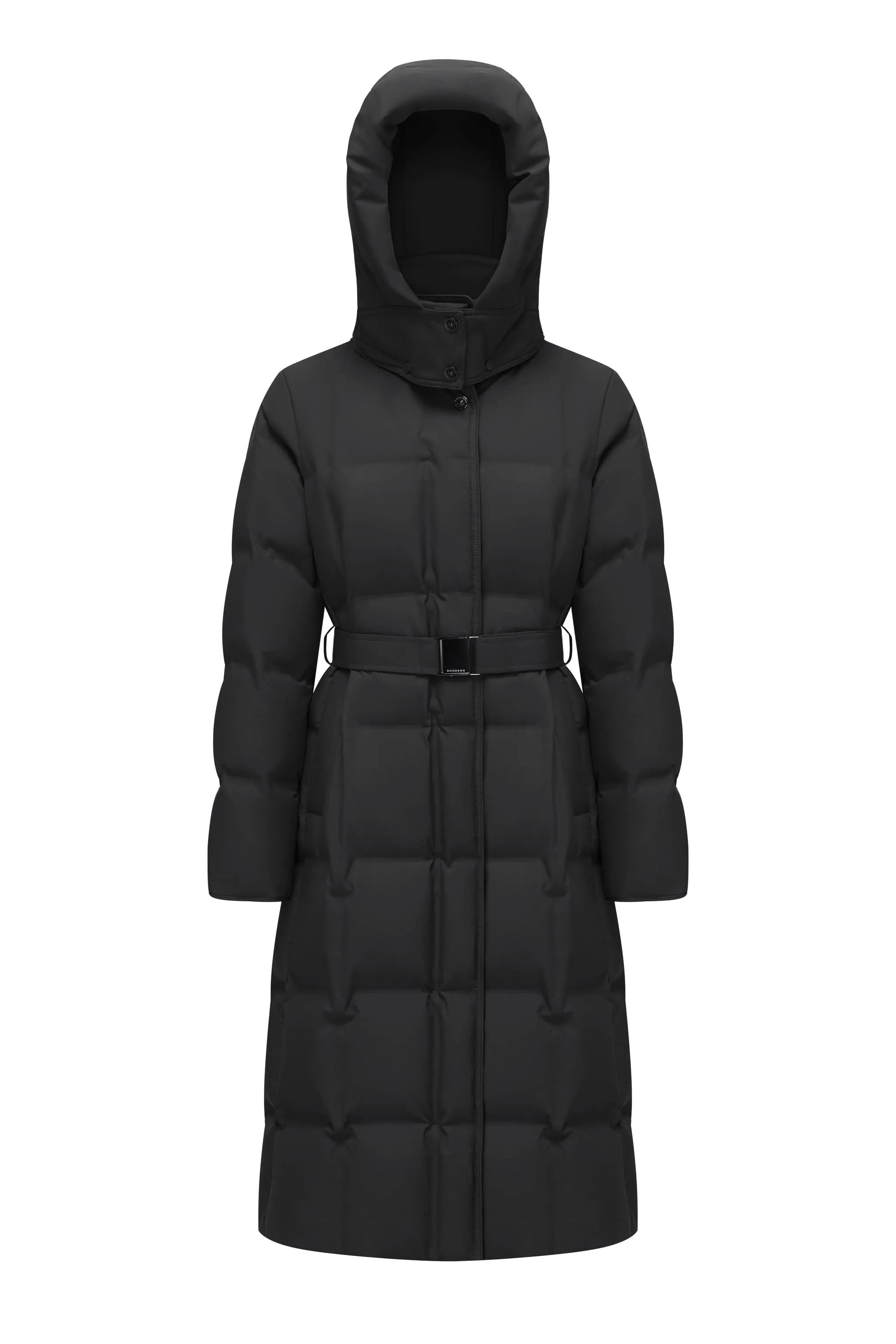 Women’s Patterned Long Goose Down Coat With Belt