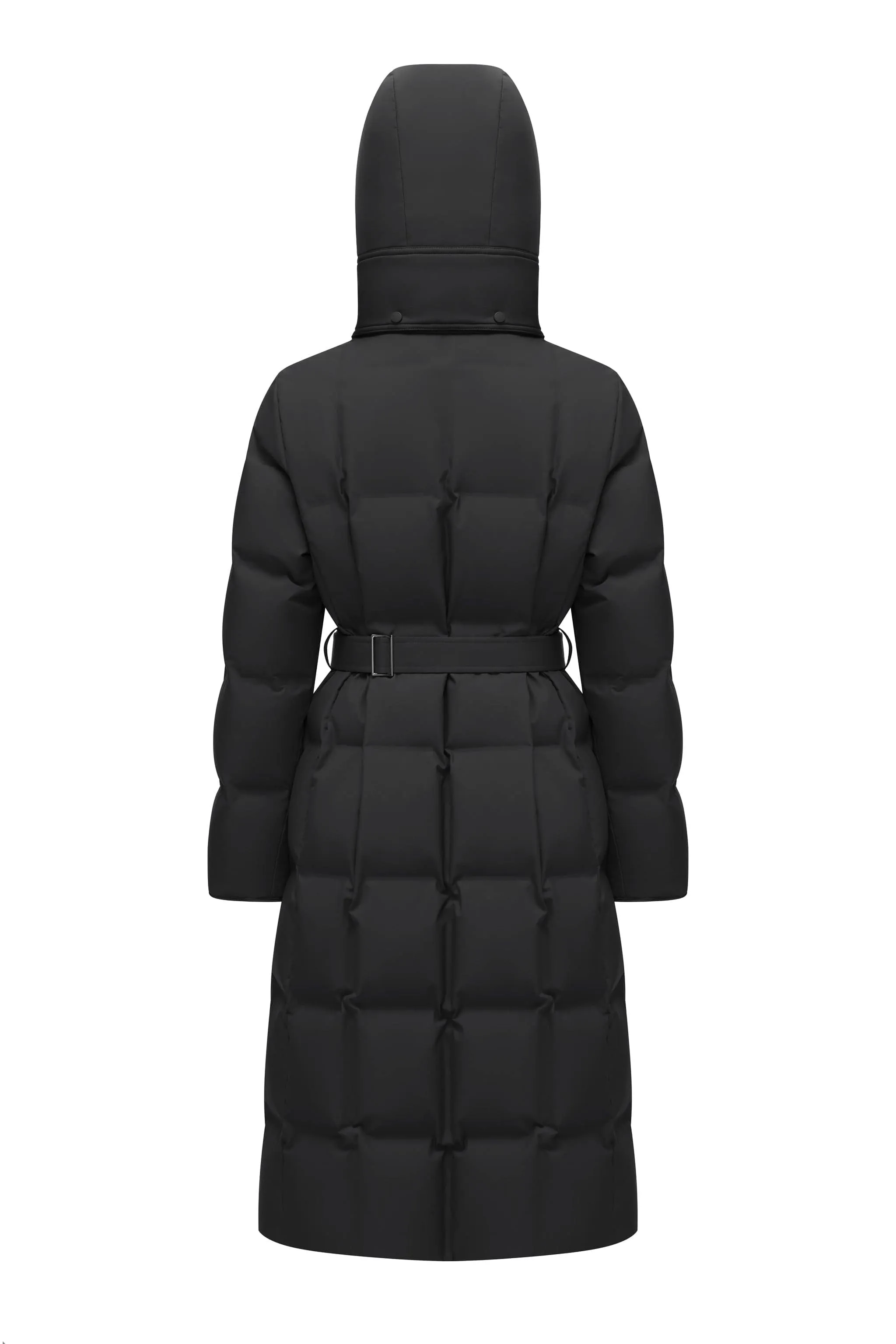 Women’s Patterned Long Goose Down Coat With Belt