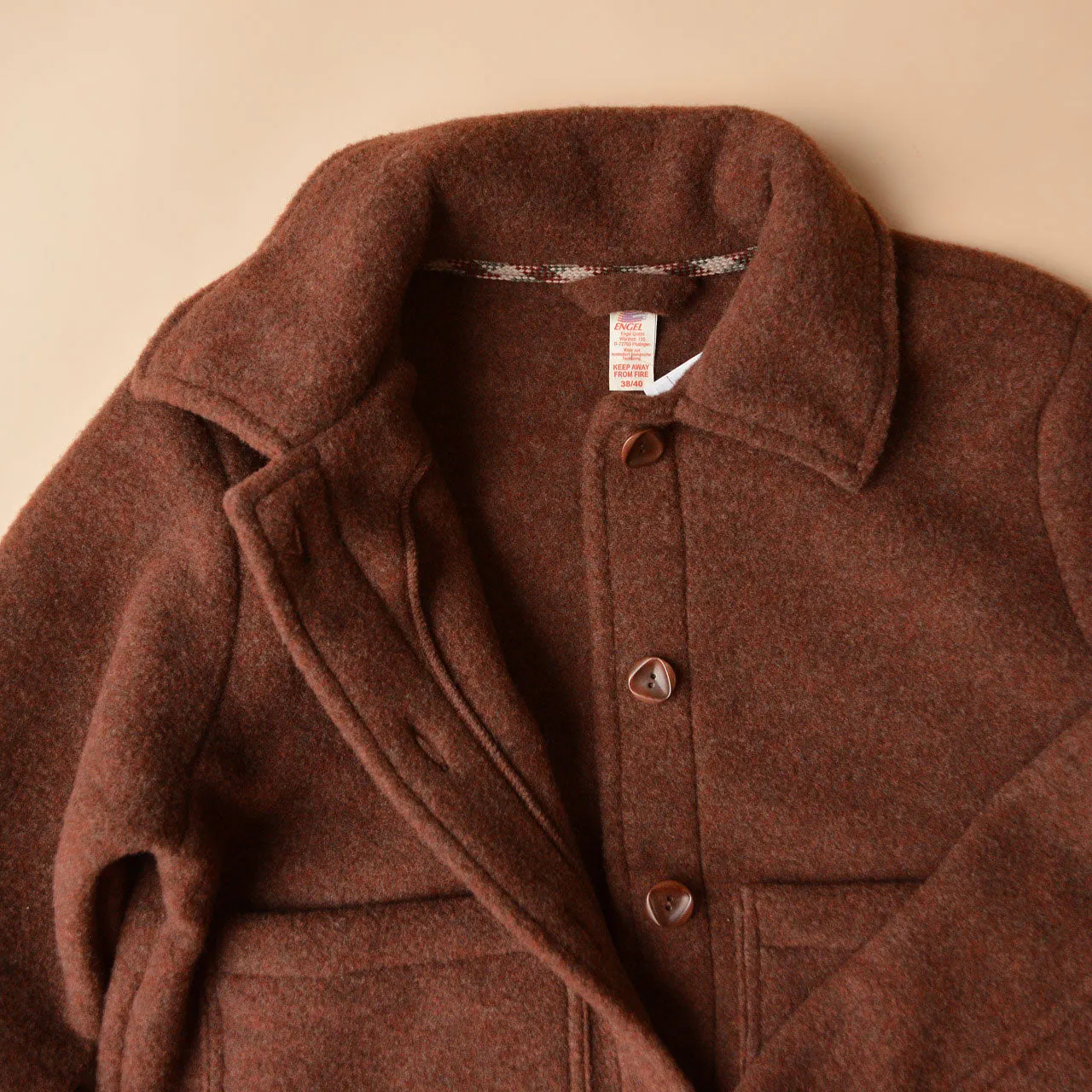 Women's Short Jacket - 100% Organic Wool Fleece - Cinnamon (XS-M)