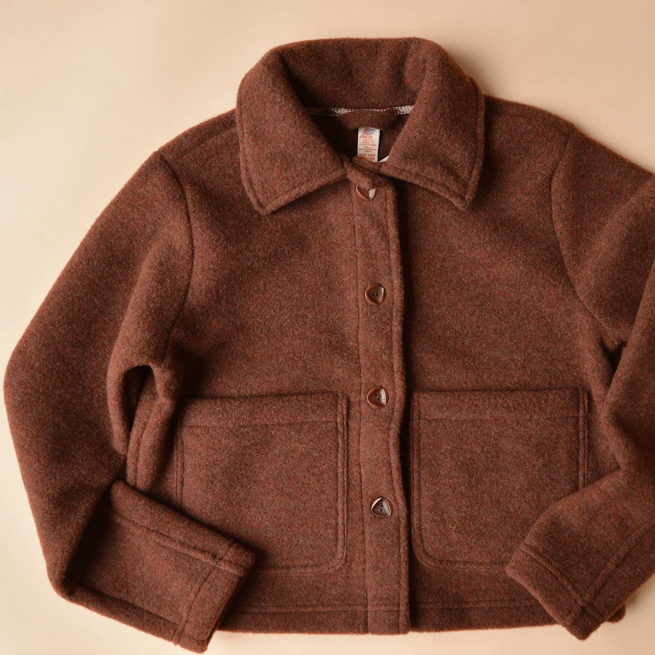 Women's Short Jacket - 100% Organic Wool Fleece - Cinnamon (XS-M)