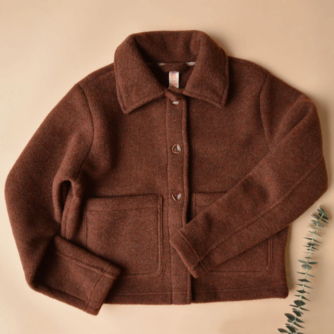 Women's Short Jacket - 100% Organic Wool Fleece - Cinnamon (XS-M)